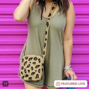 Beaded Leopard Crossbody Bag